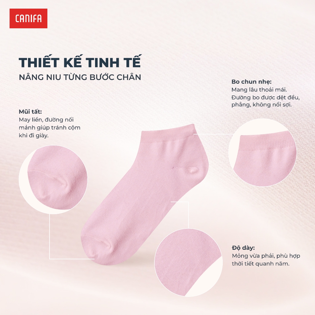 Combo 5 tất nữ CANIFA cổ ngắn tới mắt cá chân chất liệu cotton pha mềm mịn PS25 6AX25A001