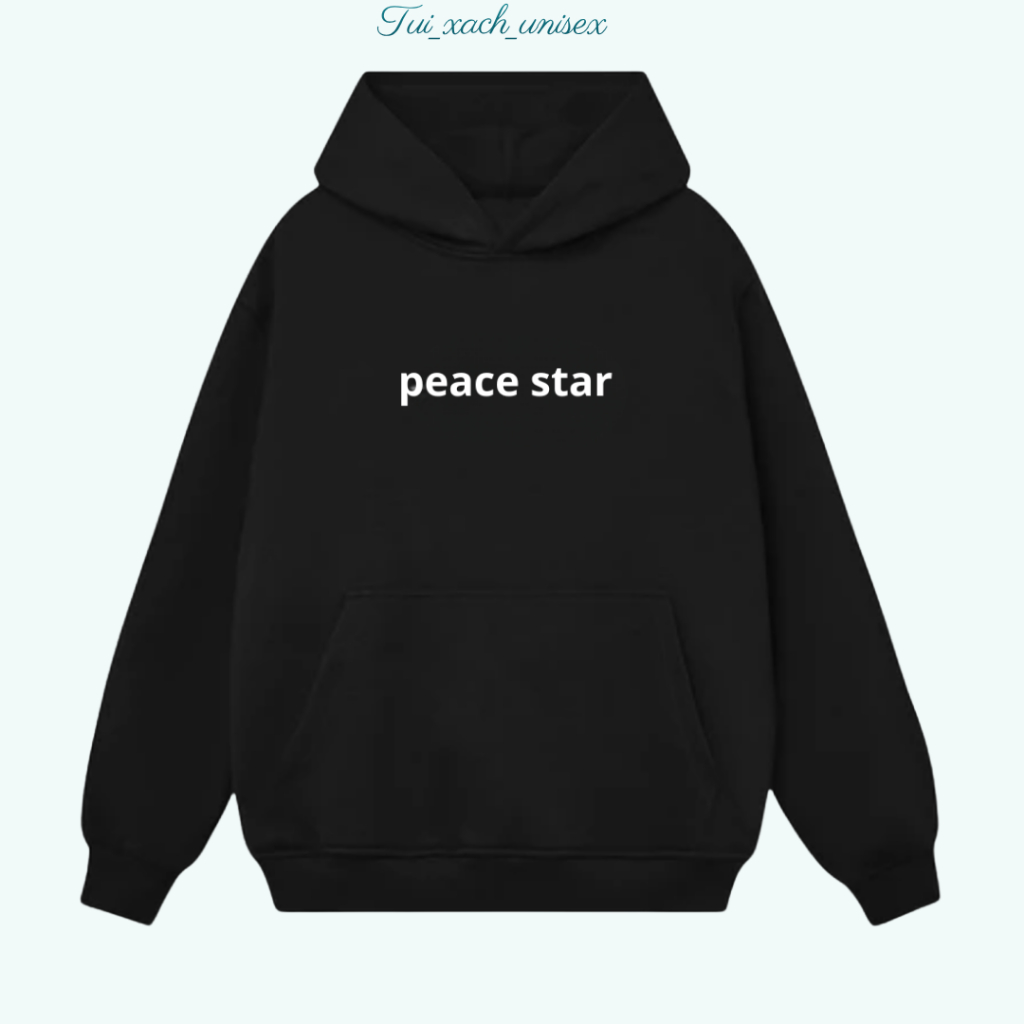 ÁO HOODIE - Khoác nỉ bông form rộng fullsize (Ảnh Thật) có nón in chữ PEACE STAR áo K1
