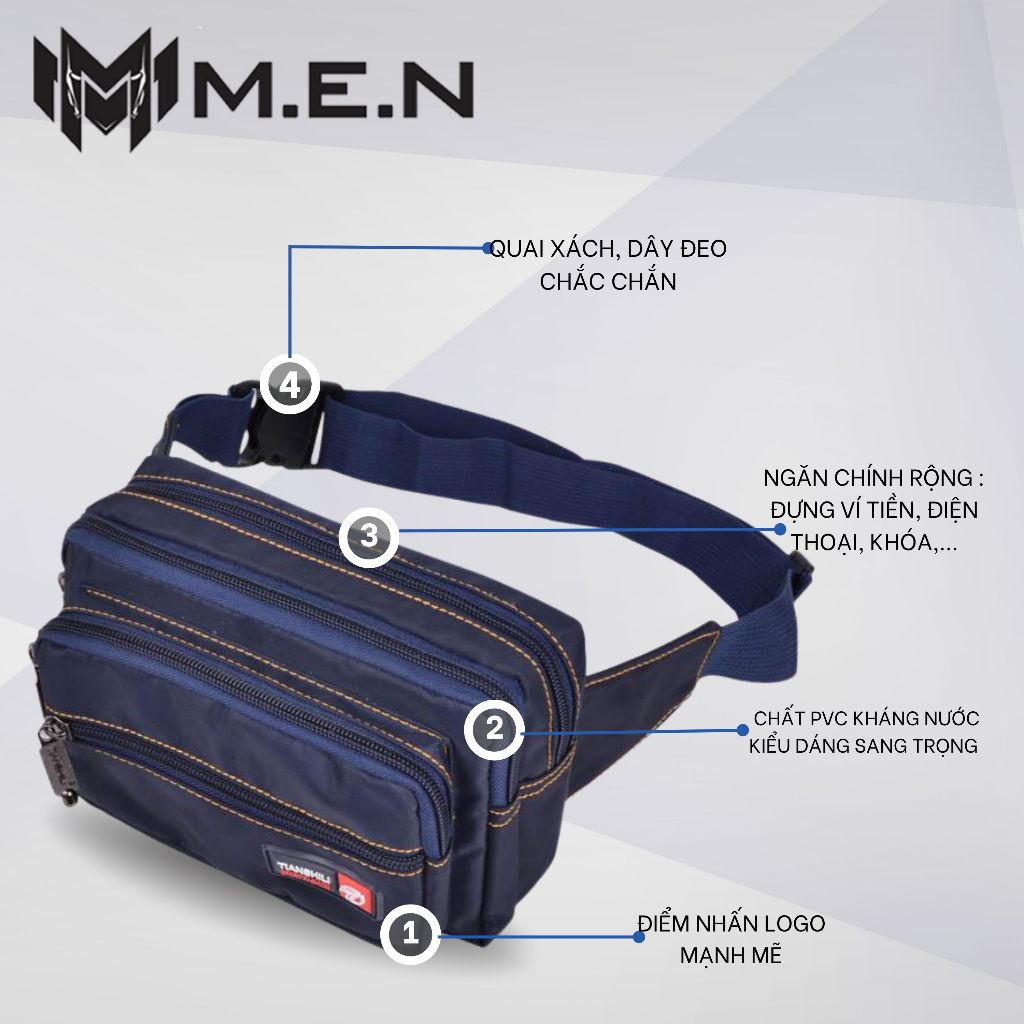 Túi đeo chéo đeo hong đeo bao tử, nịt bụng đa năng ngang kéo tian đa năng M.E.N k501 {flashsale}