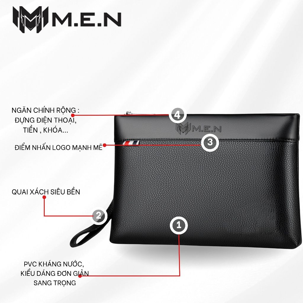 Ví cầm tay da thời trang Chuột Túi Men đen nâu [MẪU MỚI]
