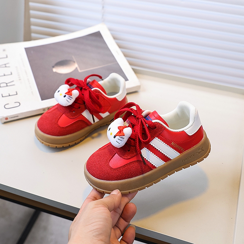 Giày thể thao bé gái hình Hello Kitty dễ thương ngọt ngào, đế mềm chống trượt（size26-36）