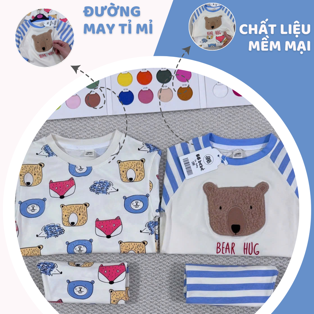 [À ƠI SHOP] G57- set 2 bộ dài phối sọc xanh bear hug- a100.277