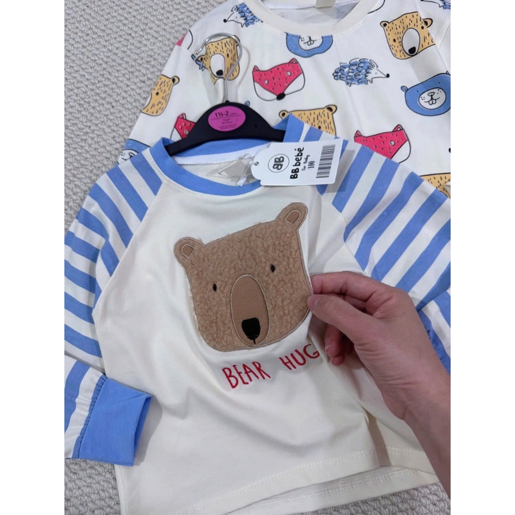 [À ƠI SHOP] G57- set 2 bộ dài phối sọc xanh bear hug- a100.277