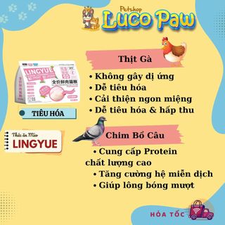 Hạt cho mèo LingYue 1,5kg - Thịt gà,Chim Bồ Câu và Cá Hồi. Hỗ trợ tiêu hóa, tiết niệu, dưỡng lông