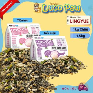 Hạt cho mèo LingYue [ 1kg chiết ]- Hạt mix topping sữa dê. Hỗ trợ tiêu hóa, tiết niệu, dưỡng lông