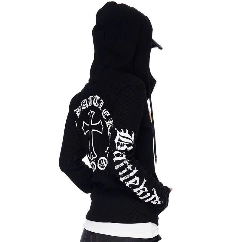 (sẵn) Áo khoác thun hoodie khoá zip 2 chiều hoạ tiết chữ in cá tính 2 màu trắng đen AK005 - Tiktik