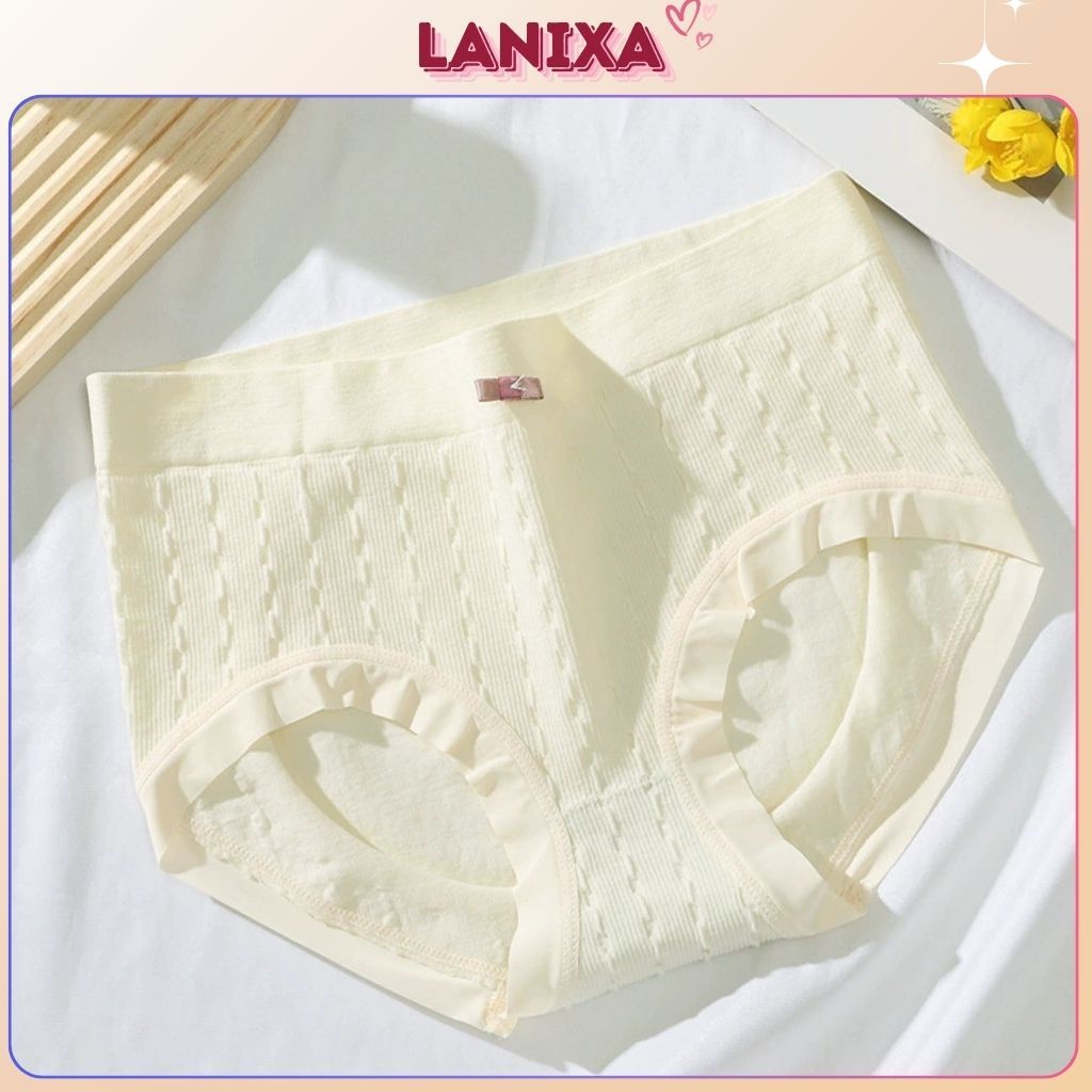 Quần lót nữ cotton viền lụa mềm đính nơ gợi cảm, Quần chip nữ cao cấp với lớp lót chắc chắn thấm hút tốt LANIXA L012