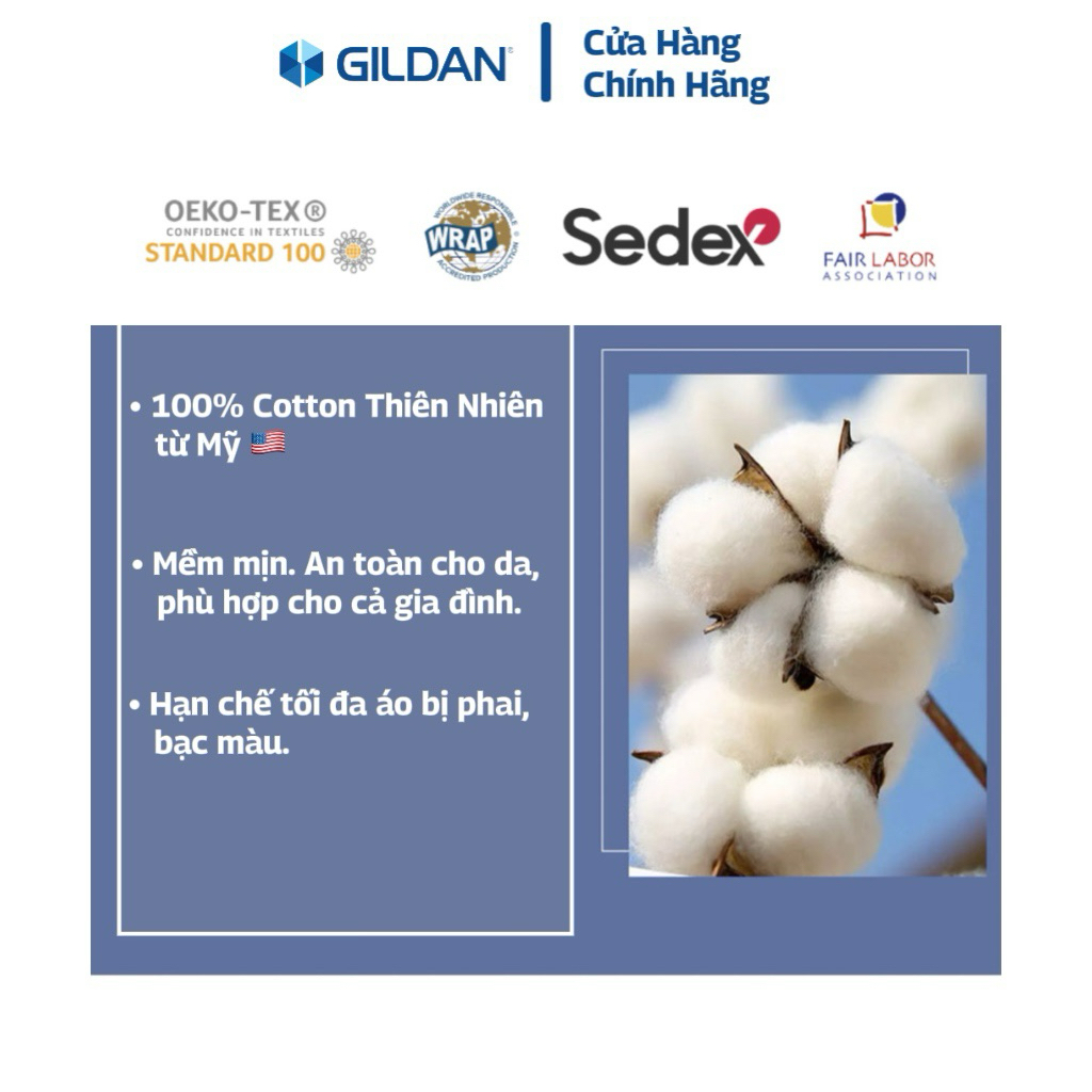GILDAN - Áo Thun Trơn Unisex Chính Hãng từ Mỹ 100% Cotton Cao Cấp Mềm Mại Thoáng Mát, Áo Thun Nam Nữ Cặp Đôi và Gia Đình