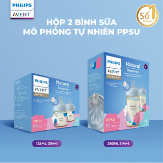 Hộp 2 Bình Sữa Mô Phỏng Tự Nhiên Mới PPSU Philips Avent Natural Response 125ml/ 260ml