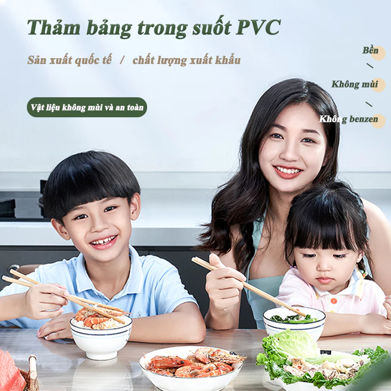 Khăn trải bàn bằng nhựa PVC dẻo không 2mm thấm nước trong suốt Chống dầu Lót Bàn Tấm Chống Trơn Trượt Chống ThấmMiếng