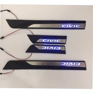 Ốp bậc cửa ngoài xe Honda Civic 2016 - 2021 nhựa 3D có Đèn LED, sang trọng