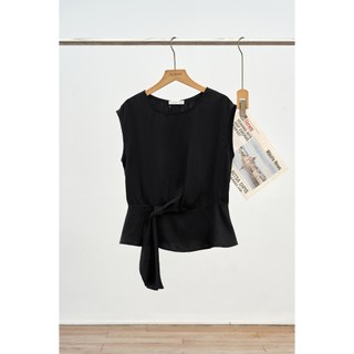 Áo Peplum Cổ Tròn Vai Chờm Bèo Rủ Lệch Áo Kiểu Dáng Ôm Lụa Hàn LAMER L61B25H051