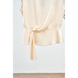 Áo Peplum Cổ Tròn Vai Chờm Bèo Rủ Lệch Áo Kiểu Dáng Ôm Lụa Hàn LAMER L61B25H051