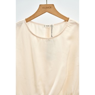 Áo Peplum Cổ Tròn Vai Chờm Bèo Rủ Lệch Áo Kiểu Dáng Ôm Lụa Hàn LAMER L61B25H051