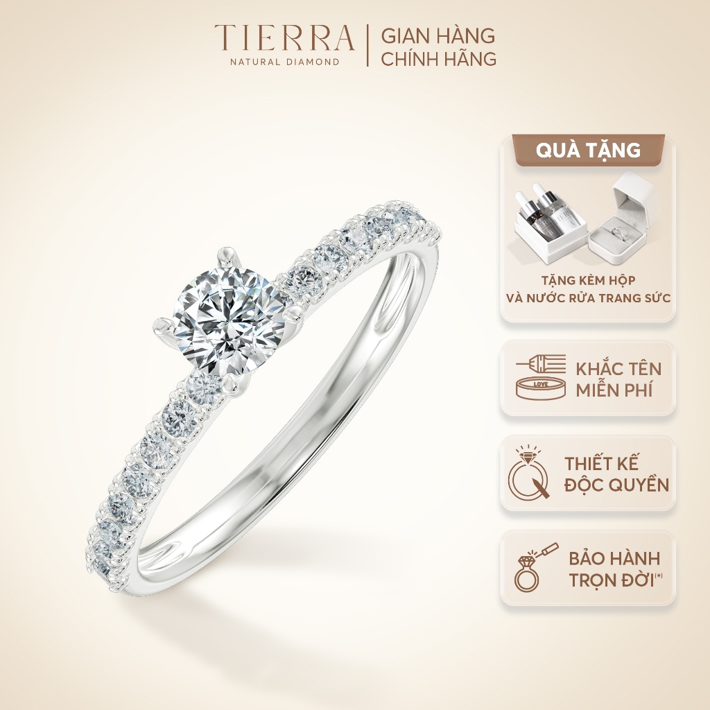 [CHAT TRƯỚC KHI ĐẶT] Nhẫn Cầu Hôn Tierra Shining Light NCH1202, Vàng 14K 18K, Đính Tấm CZ/ KC, Thiết Kế Solitaire Pavé