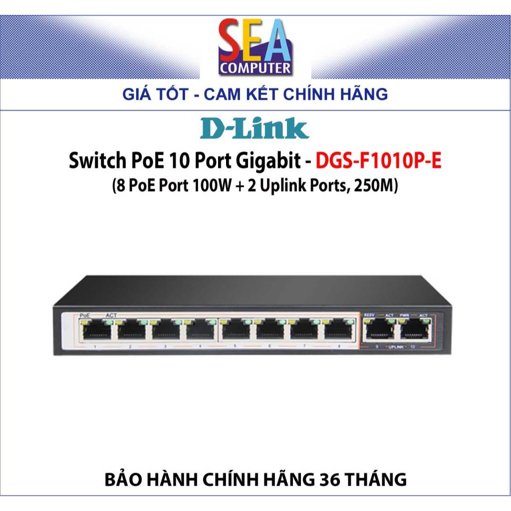 Switch D-link PoE 10 Port 10/100 Mbps - DES-F1010P-E (8 PoE Port 100W ...