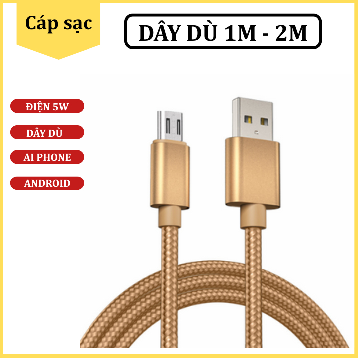 Dây cáp sạc samsung/type c/ Micro USB/Lai ning bọc dây dù chống rối chống đứt dài 20cm 1m 3m-Bảo hành 1 đối 1- Mima Shop