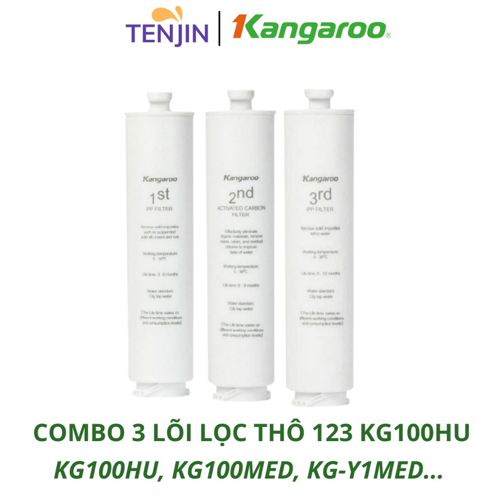 Combo 3 Lõi Lọc Thô 123 HU Kangaroo Dành Cho Model Máy KG100HU, KG100HU+, KG100MED, KG100EED, KG-Y1MED