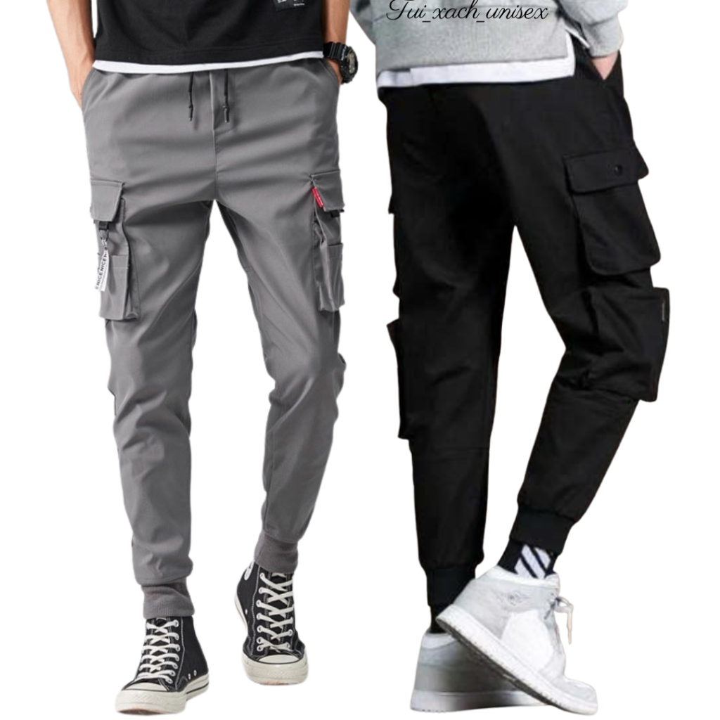 [Mã TUIXACH30 giảm 30K đơn 49K] ❤️ SIÊU PHẨM ❤️ QUẦN KAKI JOGGER TÚI HỘP BO CHÂN NAM NỮ DÀI MÀU ĐEN XÁM mềm mịn