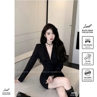 Đầm nữ thiết kế cổ V dáng ôm tay dài LUST Váy body tôn dáng phong cách sang chảnh quyến rũ M154
