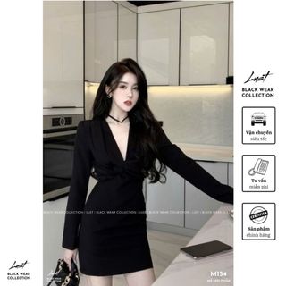 Đầm nữ thiết kế cổ V dáng ôm tay dài LUST Váy body tôn dáng phong cách sang chảnh quyến rũ M154