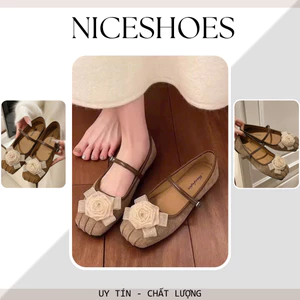 Giày Nữ Đế Bệt Mũi Hoa, Giày Búp Bê Quai Ngang Mang Phong Cách Hàn Quốc (CÓ HỖ TRỢ ĐỔI SIZE) || Mã N41