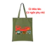 Túi Tote màu xanh có khóa Xin chào Việt Nam túi vải canvas dùng đi chơi đi học thời trang đeo vai 35x40cm tuie0267
