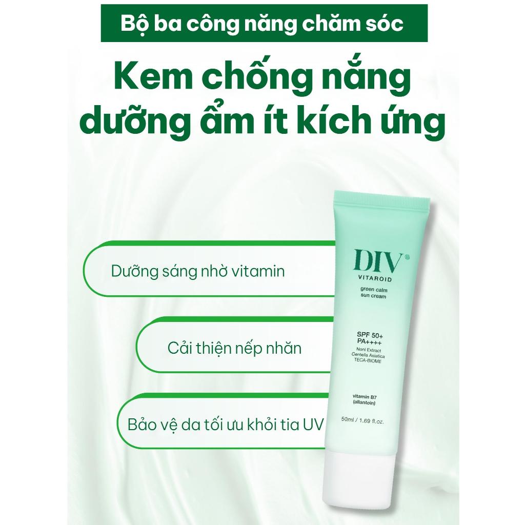 [DIV VN] Kem Chống Nắng DIV Vitaroid Green Calm Sun Cream Hỗ Trợ Dưỡng Ẩm, Làm Dịu Dành Cho Da Nhạy Cảm 50ml | BigBuy360 - bigbuy360.vn