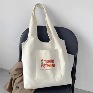 Túi tote liền thân đeo vai Tự hào Việt Nam dễ thương Túi vải canvas du lịch đi chơi đi học tuicwh0268