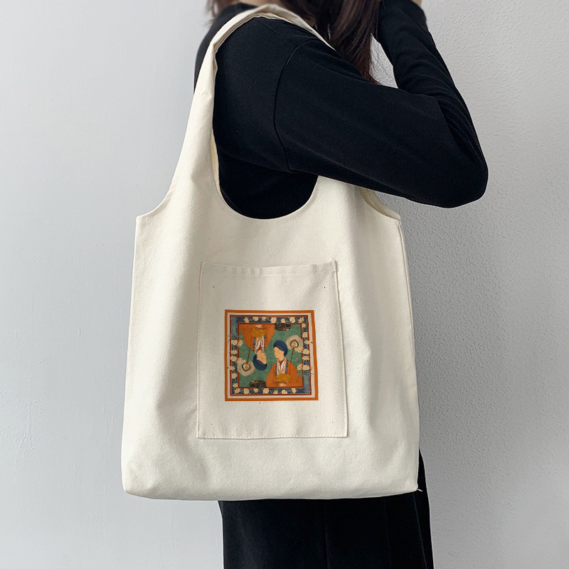 Túi tote Việt Phục thời xưa-Trầm Bích Song Khuê vẻ đẹp phụ nữ Việt Nam Túi vải canvas liền thân du lịch đi học