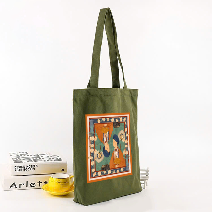Túi Tote màu xanh có khóa Việt Phục phụ nữ Việt Nam túi vải canvas dùng đi chơi đi học thời trang đeo vai tuie0265