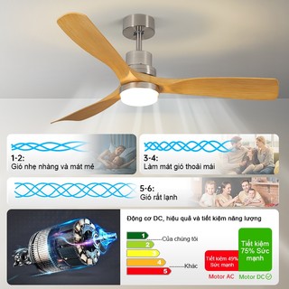 【COD】Gogeous quạt trần phòng khách DC cao cấp quạt trần 3 cánh trang trí
