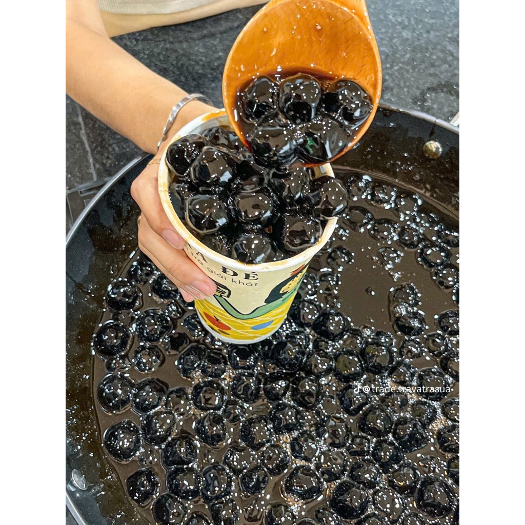 Trân Châu Đường Đen Đặc Biệt LONG PHÚ Size To 14 ly Gói 1kg - Topping Trà Sữa Milo Dầm