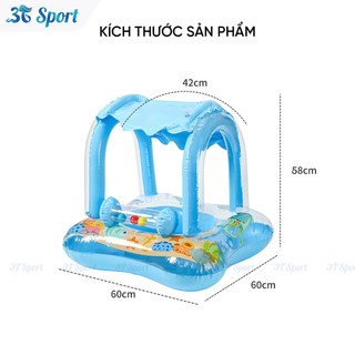 Phao bơi có mái che chống tia UV cho bé, ghế ngồi an toàn chống lật chất liệu PVC cao cấp PXC-MC02