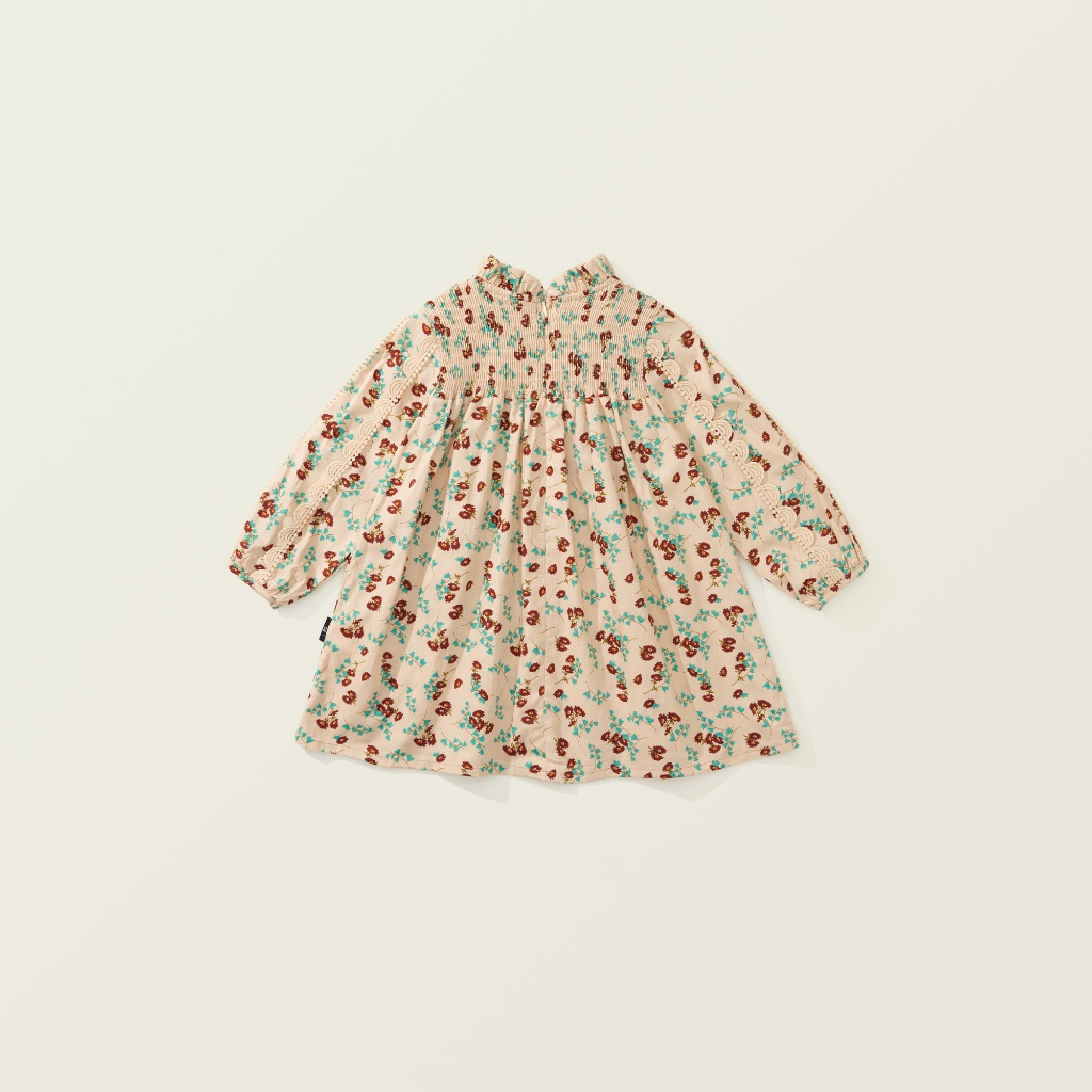 Váy Cho Bé Gái HANIA KIDS, Váy Dài Tay Cho Bé  Thiết Kế Cổ Cao Họa Tiết Hoa Nhí Chất Liệu Cotton
