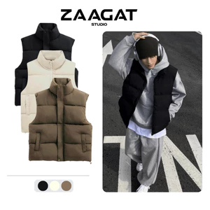 Áo Phao Gile Zaagat Studio Unisex - Áo Khoác Phao 2 Túi Sườn Chéo Nam Nữ Thu Đông Siêu Ấm