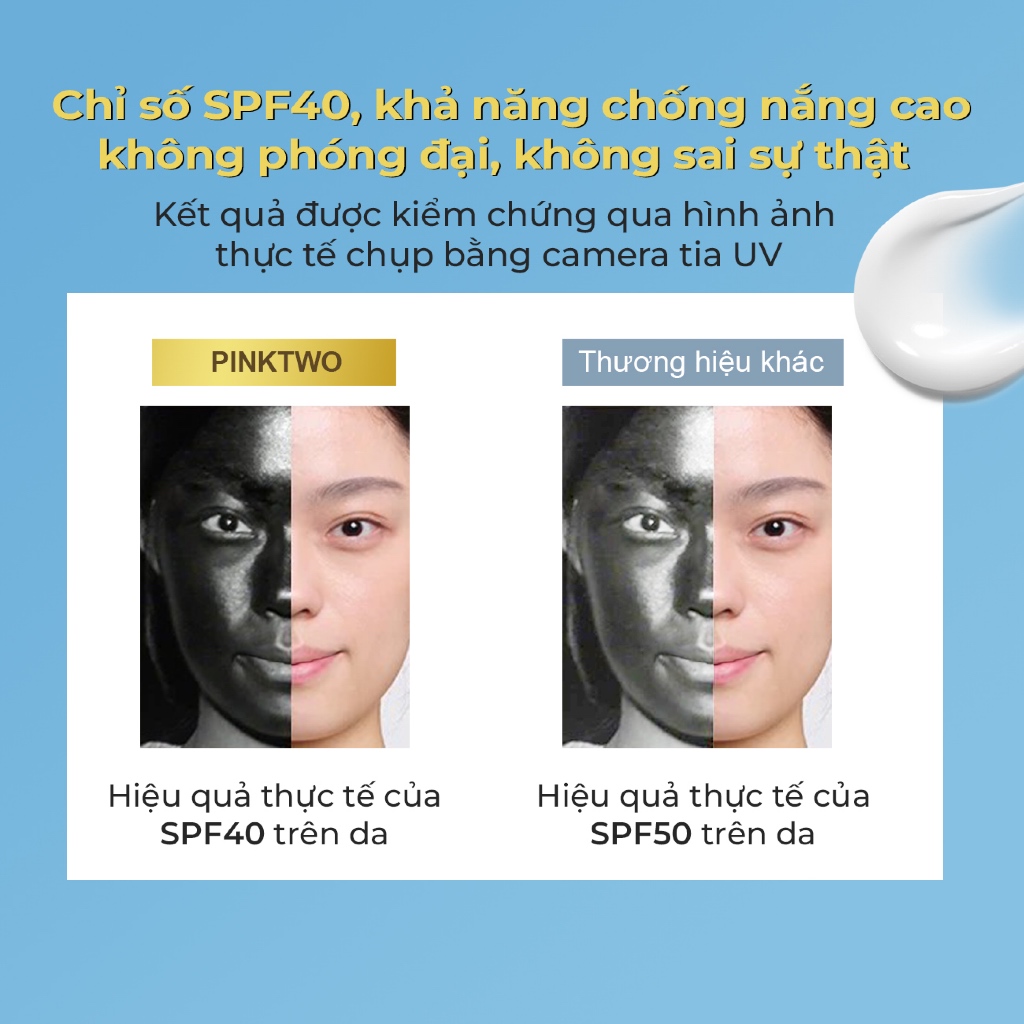 Kem Chống Nắng PINKTWO 2in1 SPF40 PA+ – Dịu Nhẹ, Dưỡng Da, Không Nhờn Rít (Phù Hợp Mọi Loại Da)
