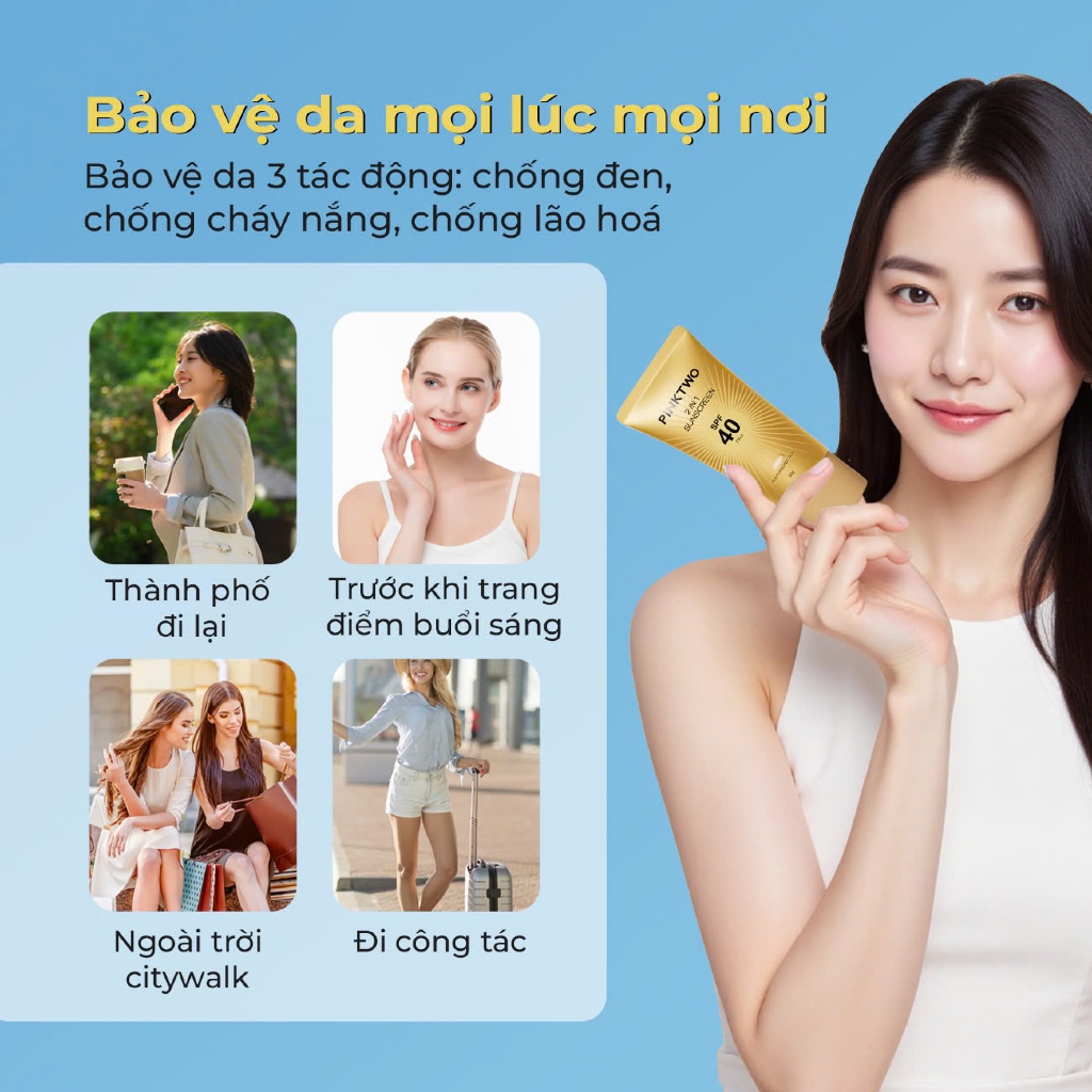 Kem Chống Nắng PINKTWO 2in1 SPF40 PA+ – Dịu Nhẹ, Dưỡng Da, Không Nhờn Rít (Phù Hợp Mọi Loại Da)