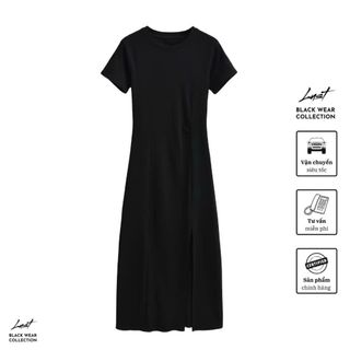Đầm nữ body thiết kế ngắn tay dáng dài LUST Váy body nữ ôm xẻ tà tôn dáng phong cách sang chảnh T916