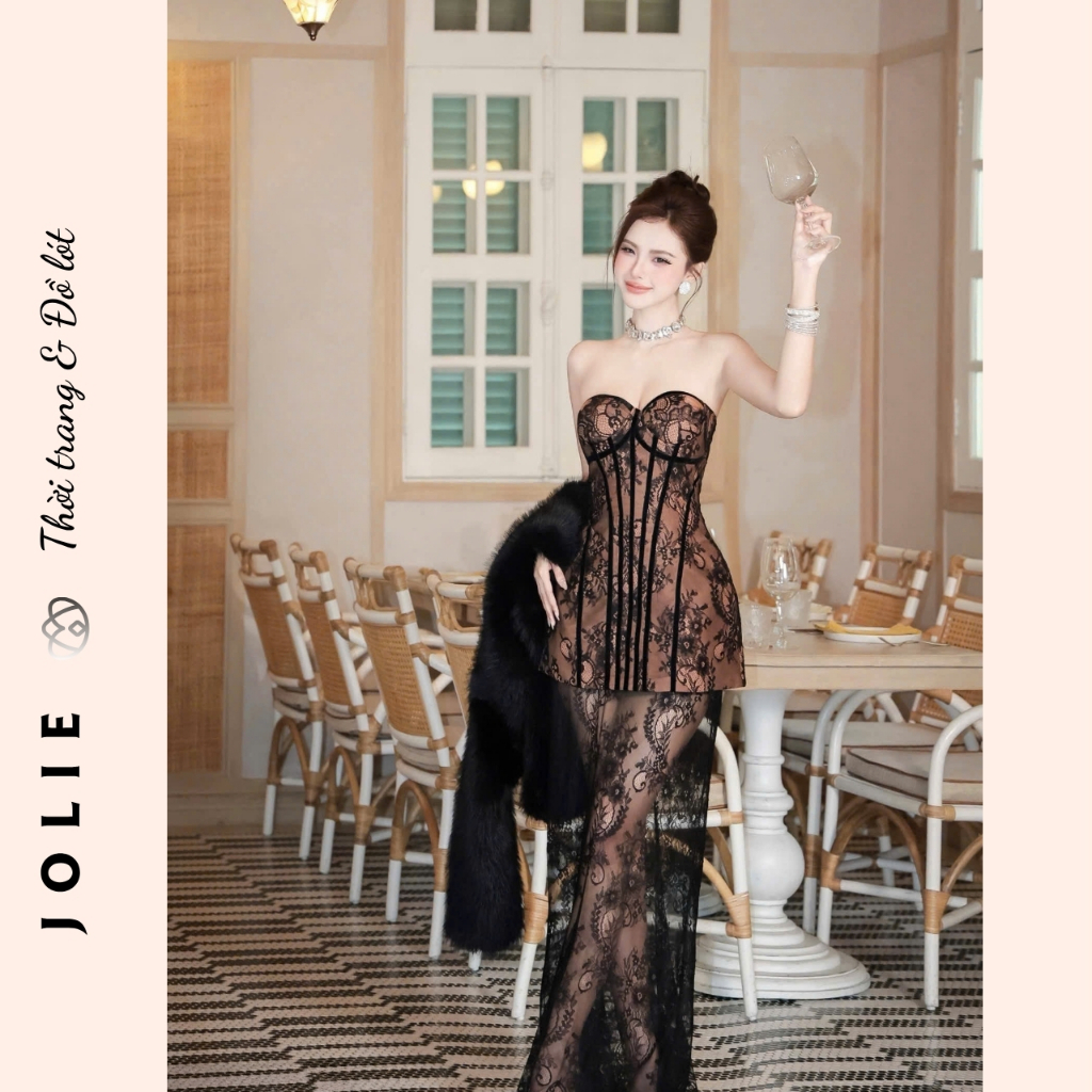 Đầm Thiết Kế JOLIE Trắng Cúp Ngực Ôm Dáng Corset Dáng Ngắn Dự Tiệc Sang Trọng