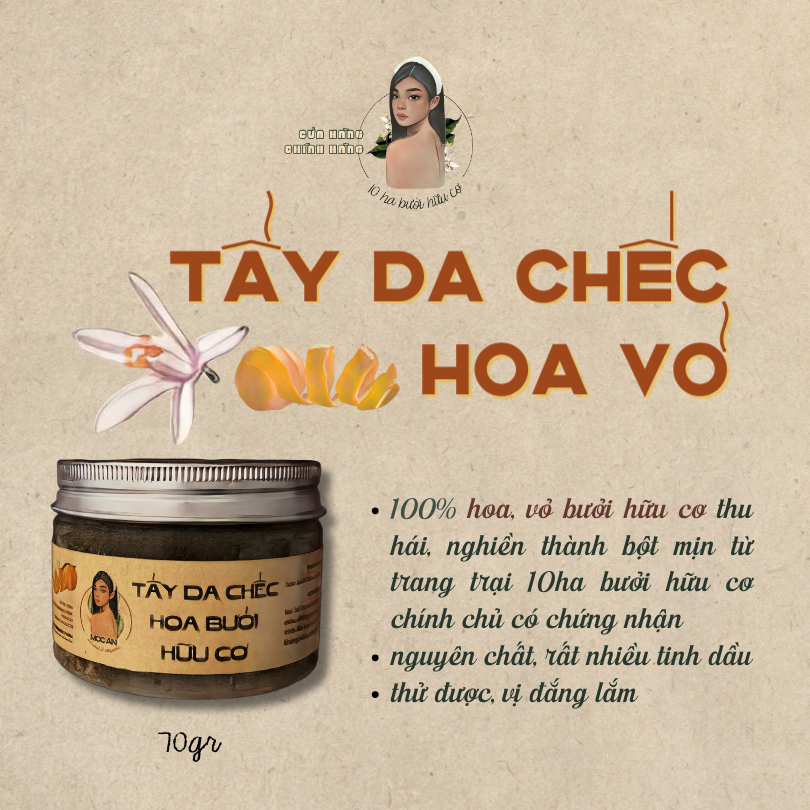[𝟭𝟬𝗵𝗮 𝒃ư𝒐̛̉𝒊 𝒉𝒖̛̃𝒖 𝒄𝒐̛] tẩy da chếc HOA VỎ BƯỞI HỮU CƠ cho da đầu - nhẹ đầu sảng khoái