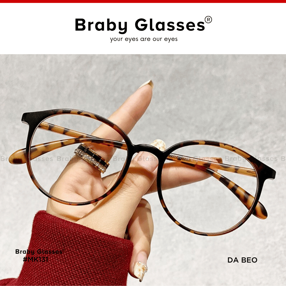 Gọng kính cận mắt tròn thời trang nam nữ Braby Glasses chất liệu nhựa dẻo đơn giản và trẻ trung MK131