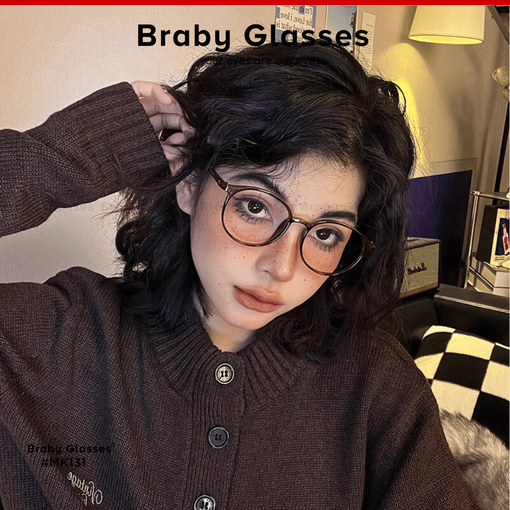 Gọng kính cận mắt tròn thời trang nam nữ Braby Glasses chất liệu nhựa dẻo đơn giản và trẻ trung MK131