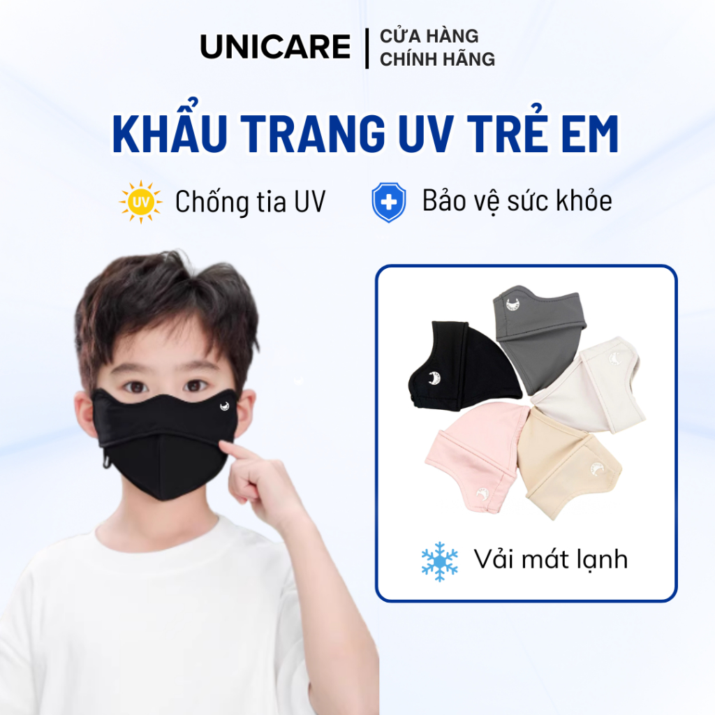 [Combo 4] Khẩu trang UV Unicare Proof Mask trẻ em chống tia UV UPF 50+ với vải băng lạnh thoáng khí