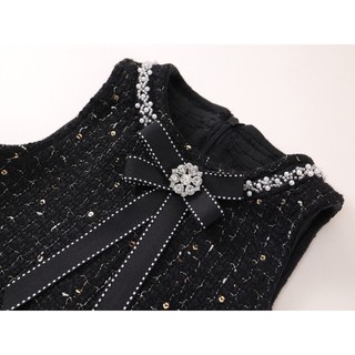 Váy Dạ Cho Bé Gái,  Váy Dạ Sát Nách Lót Nhung Ấm Áp Cho Bé Kèm Nơ Tiểu Thư Bling Sang Trọng