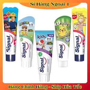 Kem đánh răng Signal của Đức cho bé, fluor, canxi và vitamin E, chắc cho răng, chống sâu răng.