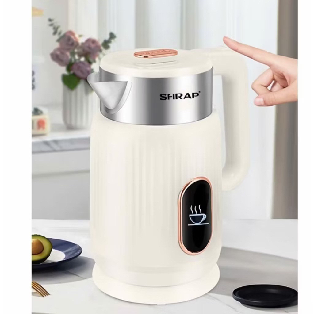 ( SALE 50%) Ấm Siêu Tốc Mẫu Mới SHRAP SH-8. Dung Tích 3.2L Có 2 Lớp Cách Nhiệt, Công Suất 1500W Tự Động Ngắt Khi Sôi