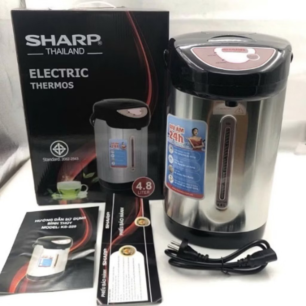 GIẢM GIÁ 60% Bình Thủy Điện Sharp KS-229 Dung tích 4.8 lít,Ấm siêu tốc Giữ nhiệt tốt, Sôi nhanh, Bảo hành chính hãng