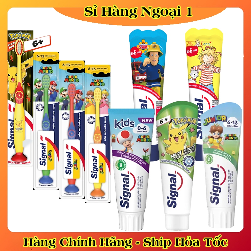 [auth] Kem đánh răng Signal Đức kem đánh răng trẻ em cho bé từ 0-6 tuổi và 6+ nuốt được - Đủ Bill [Hot]