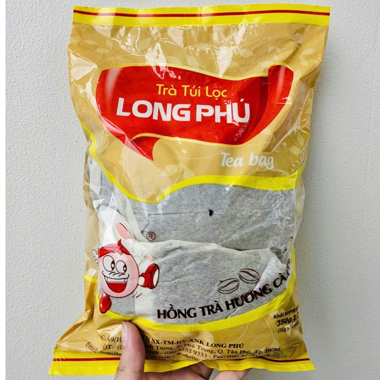Hồng Trà Túi Lọc Hương Cà Phê LONG PHÚ Gói 350gr (35gr*10) - Nguyên Liệu Trà Sữa, Vị Đậm Đà, Hương Lâu.